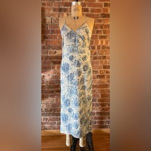 No. 6 Store Silk Wrap Dress Blue and White Floral silk Crepe de Chine